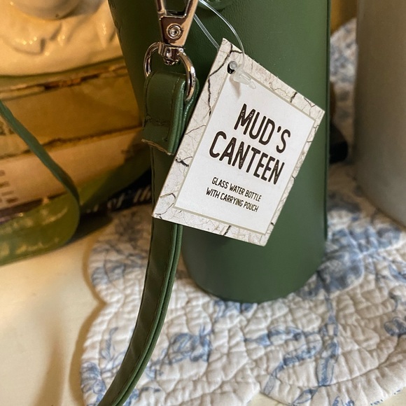 Mud’s Canteen Double Walled 300ml Glass Bottle Infusion Strainer Shoulder Strap - Picture 2 of 3